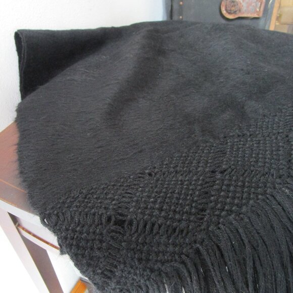 Black wool shawl blanket. 23x64inch warm sturdy scratchy wool. - Picture 13 of 15